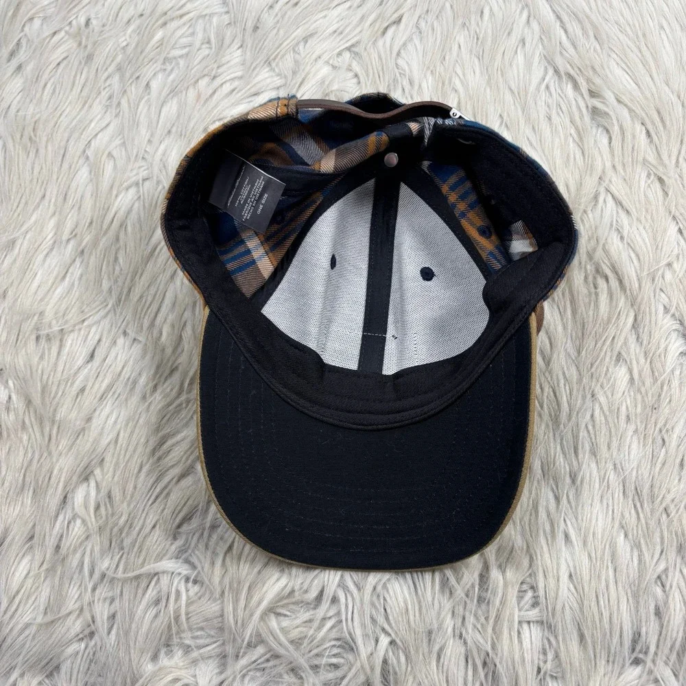 Eddie Bauer Men's Unisex OS Brown Navy Plaid Baseball Hat Cabincore Gorpcore